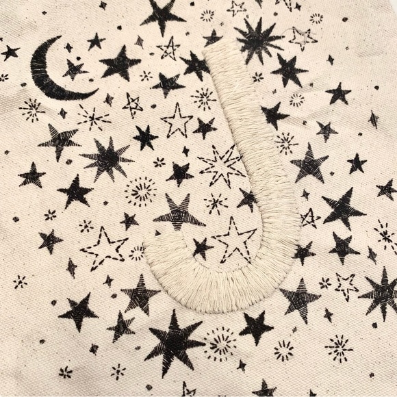 Letter J Monogram Embroidered Canvas Moon Stars Tapestry Wall Hanging Decor - Picture 2 of 3